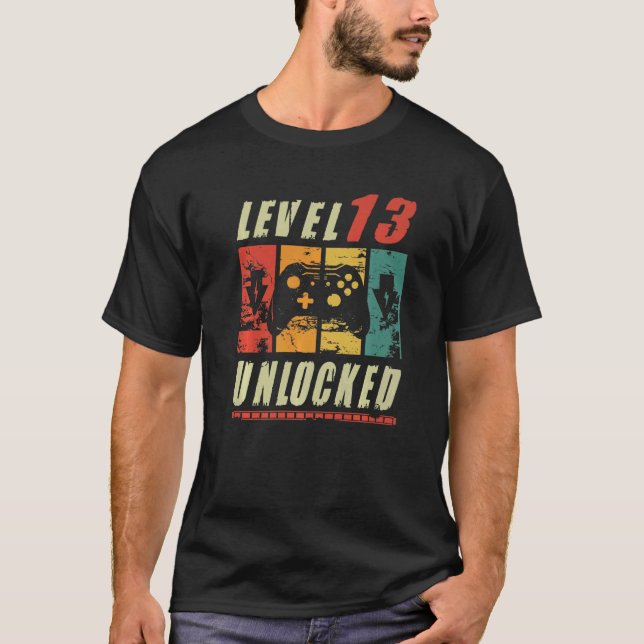 T-shirt Niveau 13 Jeu vidéo déverrouillé 13e anniversaire (Devant)