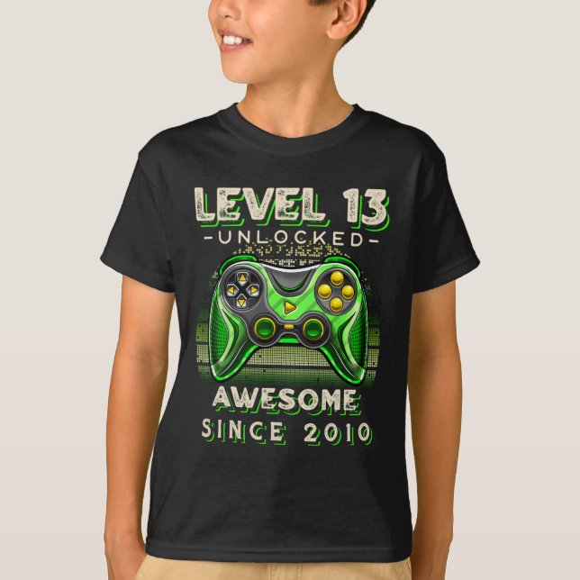 T-shirt Niveau 13 Jeu vidéo déverrouillé 13e anniversaire  (Devant)