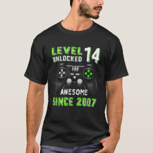 T-shirt Niveau 14 Déverrouillé Awesome 2007 Video Gamer 14