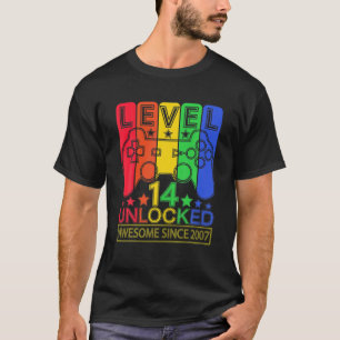 T-shirt Niveau 14 Déverrouillé Awesome Depuis 2007 Gamer 1