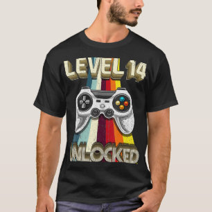 T-shirt Niveau 14 Déverrouillé Retro Video Jeu 14e anniver