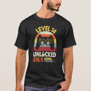 T-shirt Niveau 14 Garçons déverrouillés 14e anniversaire 1