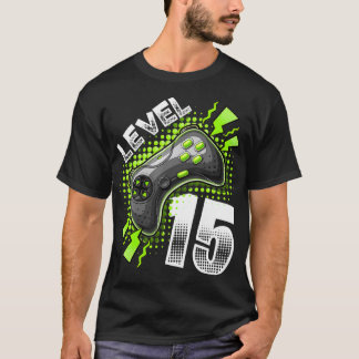 T-shirt Niveau 15 Contrôleur de jeu vidéo 15e Joueur d'ann