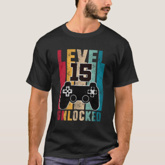 T-shirt Niveau 15 Déverrouillé 15 Joueurs 15E Jeu
