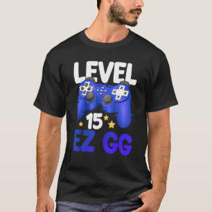 T-shirt Niveau 15 EZ GG 15th Gamer Boy Adolescent Contrôle