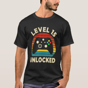 T-shirt Niveau 15 Jeu vidéo déverrouillé 15e anniversaire 