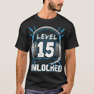T-shirt Niveau 15 Jeu vidéo déverrouillé 15e anniversaire