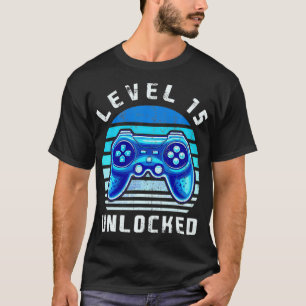 T-shirt Niveau 15 Jeu vidéo déverrouillé 15e anniversaire