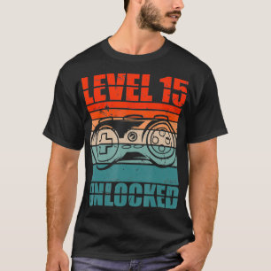 T-shirt Niveau 15 Joueur vidéo déverrouillé Garçon 15e ann