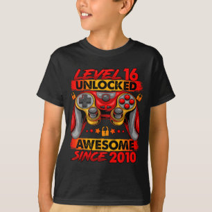 T-shirt Niveau 16 débloqué garçons de 16 ans 16e anniversa