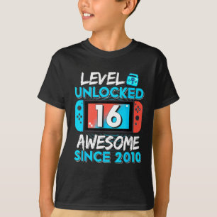 T-shirt Niveau 16 Débloqué Incroyable Depuis 2010 16e Anni