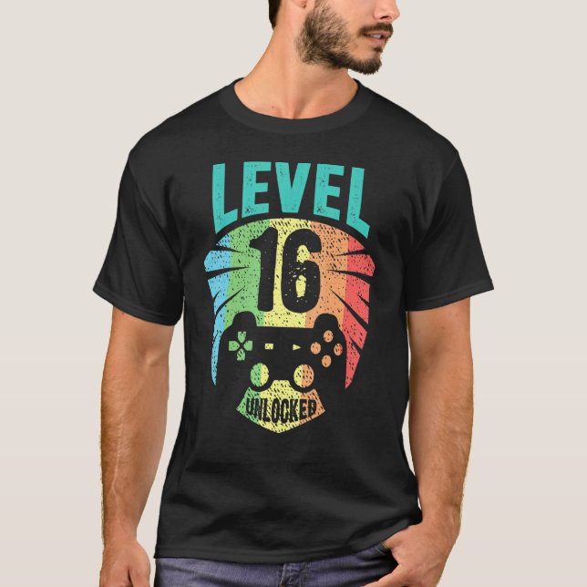 T-shirt Niveau 16 Déverrouillé 16e anniversaire Garçon Gam (Devant)