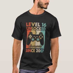 T-shirt Niveau 16 Déverrouillé Awesome 2007 Jeu Vidéo 16Th