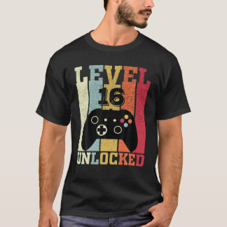 T-shirt Niveau 16 Déverrouillé Funny Video Gamer 16E Anniv