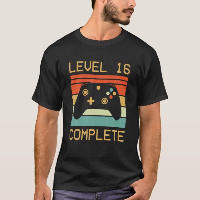 T-shirt Niveau 16 Gamer Vidéo Complet - 16E Mariage Anive (Devant)