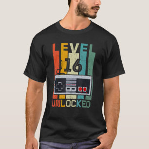 T-shirt Niveau 16 Jeu vidéo déverrouillé 16e anniversaire
