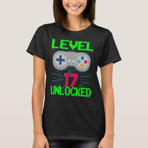 T-shirt Niveau 17 Anniversaire Garçon 17 ans Jeux Vidéo Ga