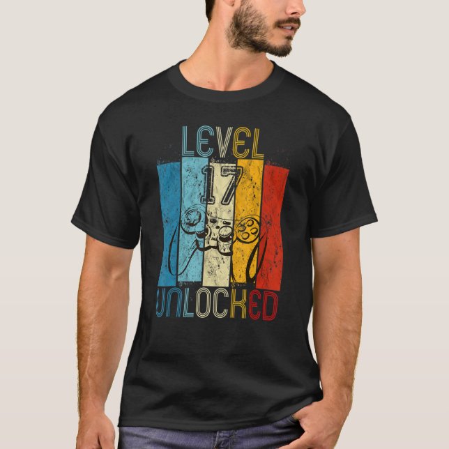 T-shirt Niveau 17 Déverrouillé Chemise Funny Video Gamer 1 (Devant)