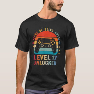 T-shirt Niveau 17 Déverrouillé Funny Video Gamer 17e anniv