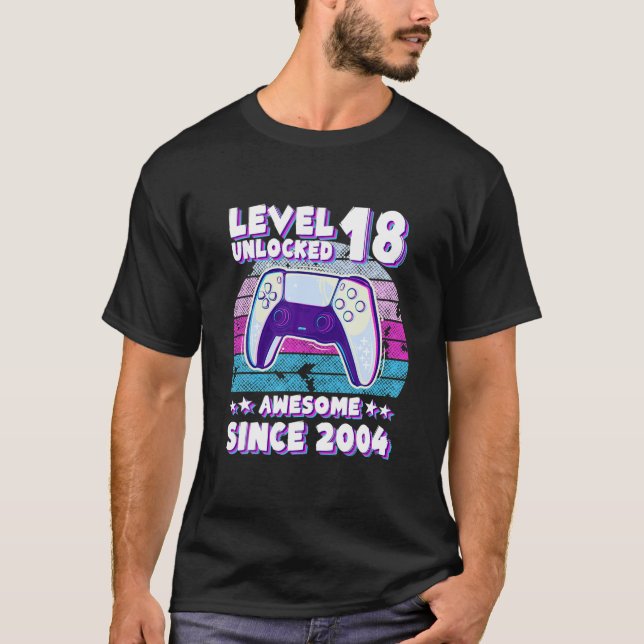 T-shirt Niveau 18 Anniversaire non verrouillé gamer garçon (Devant)