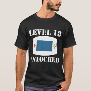 T-shirt Niveau 18 débloqué 18ème anniversaire de jeux