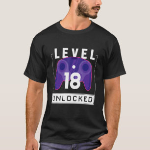 T-shirt Niveau 18 Déverrouillé 18e Joueur Anniversaire 1
