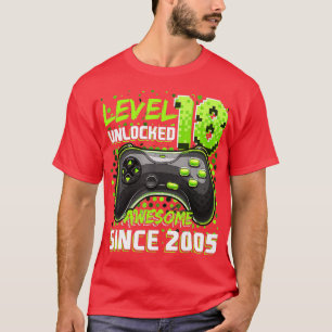 T-shirt Niveau 18 Déverrouillé Awesome 2005 jeu vidéo 18th