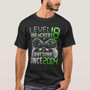 T-shirt Niveau 18 Déverrouillé Étonnant Depuis 2004 18E An