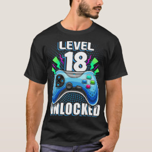 T-shirt Niveau 18 Déverrouillé Retro Video Jeu 18e anniver