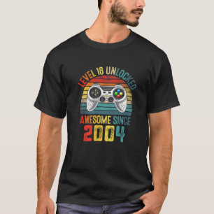 T-shirt Niveau 18 Déverrouillé Vintage Awesome jeu vidé