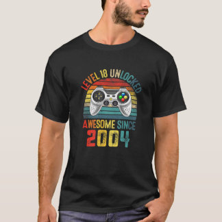 T-shirt Niveau 18 Déverrouillé Vintage Awesome jeu vidéo 2