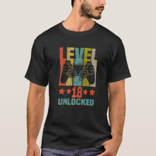 T-shirt Niveau 18 Jeu vidéo déverrouillé 18e anniversaire