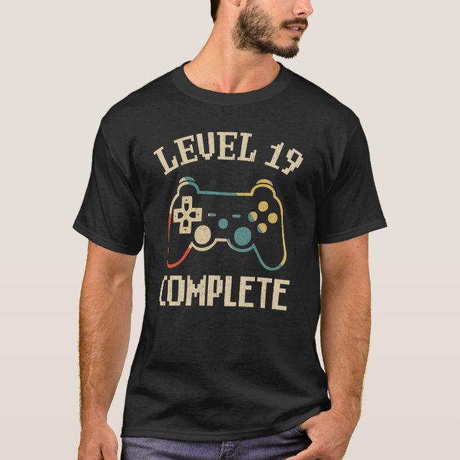 T-shirt Niveau 19 Achevé 19e anniversaire Vidéo Gamer (Devant)