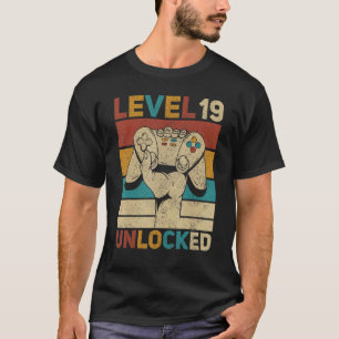 T-shirt Niveau 19 Ans Déverrouillé 19e Anniversaire Joueur