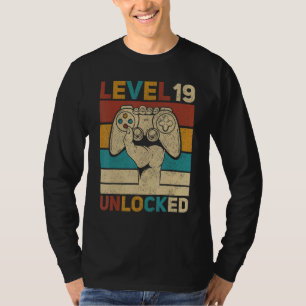 T-shirt Niveau 19 Ans Déverrouillé 19e Anniversaire Joueur