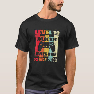 T-shirt Niveau 19 Joueur vidéo déverrouillé 19 ans Anniver