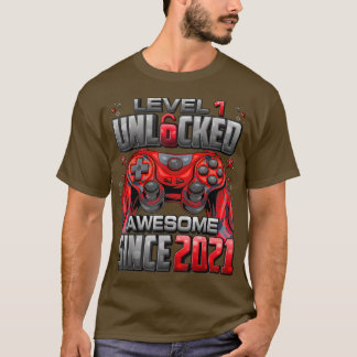 T-shirt Niveau 1 Débloqué Awesome Depuis 2021 1er Annivers