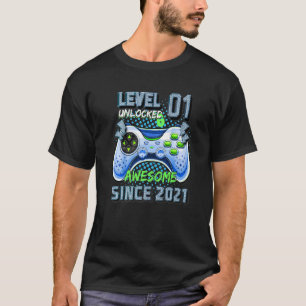 T-shirt Niveau 1 Déverrouillé Awesome depuis 2021 Jeu vidé