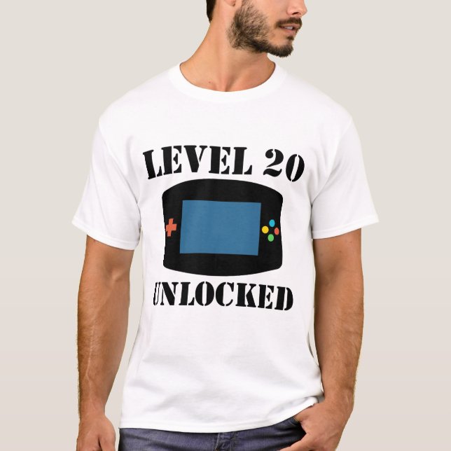 T-shirt Niveau 20 débloqué 20ème anniversaire de jeux (Devant)