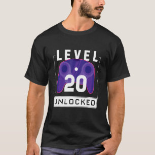 T-shirt Niveau 20 Déverrouillé 20e Joueur Anniversaire 1