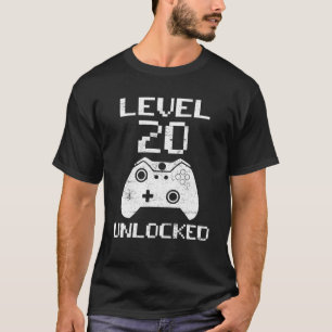 T-shirt Niveau 20 Déverrouillé Funny Video Gamer 20e Anniv