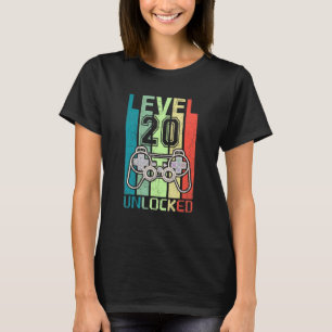 T-shirt Niveau 20 Jeu vidéo déverrouillé 20e anniversaire