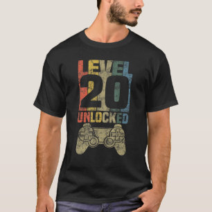 T-shirt Niveau 20 Jeu vidéo déverrouillé 20e anniversaire