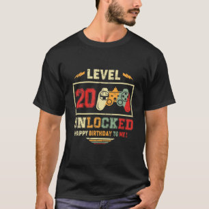 T-shirt Niveau 20 Jeu Vidéo Déverrouillé Jeu 20 Ans 20E Bi