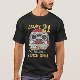 T-shirt Niveau 21 Anniversaire Déverrouillé 21 Anniversair