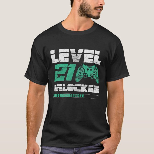 T-shirt Niveau 21 Déverrouillé 21e anniversaire 21 ans (Devant)