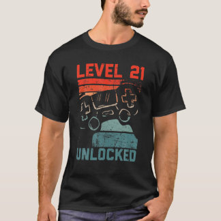 T-shirt Niveau 21 Déverrouillé Amateurs de jeux vidéo 21e 