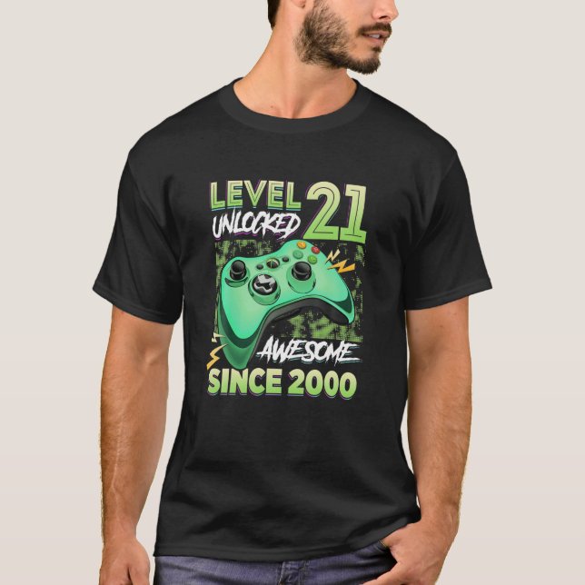 T-shirt Niveau 21 Déverrouillé Awesome 2000 jeu vidéo 21St (Devant)