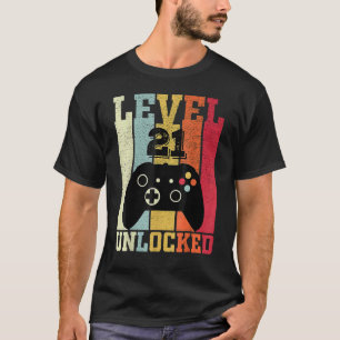 T-shirt Niveau 21 Jeu vidéo déverrouillé 21e anniversaire