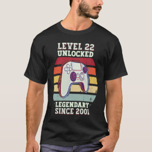 T-shirt Niveau 22 Déverrouillé 22e anniversaire Gamer Vint